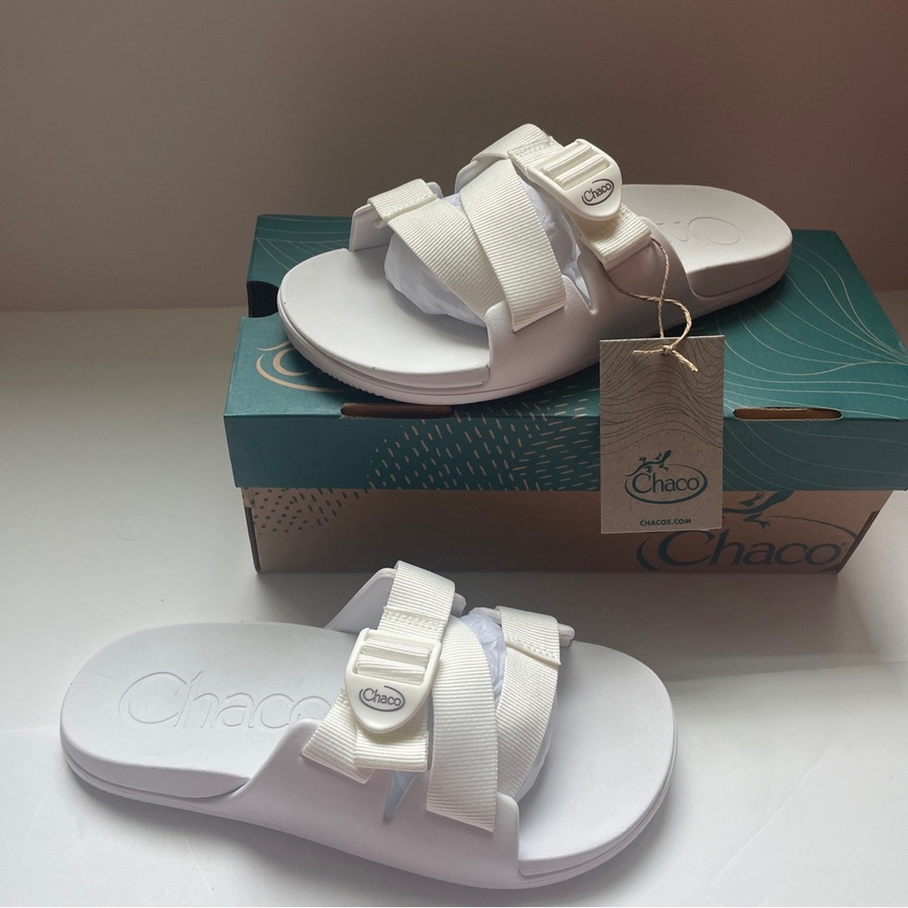 New Chaco Womens Chillos Slide - White Sz 7 or 8 flip Flops Sandals JCH108260
